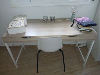 Escritorio madera blanco - 2 cajones