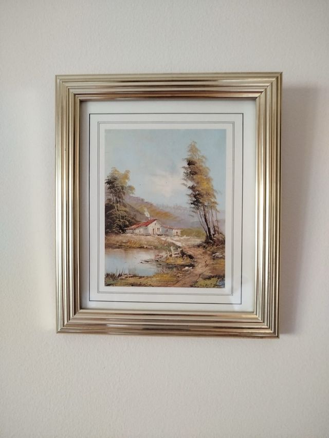 Cuadro paisaje - marco dorado