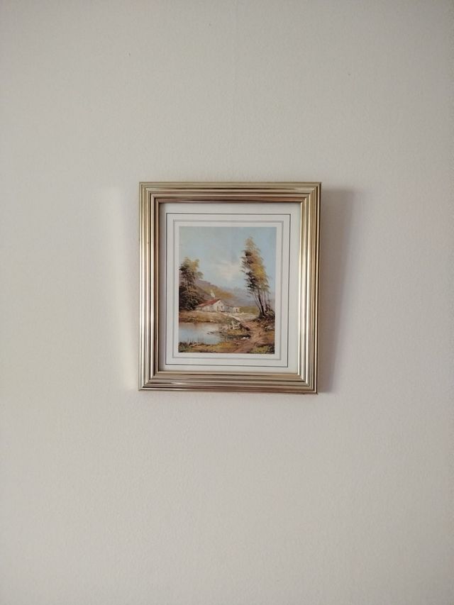 Cuadro paisaje - marco dorado