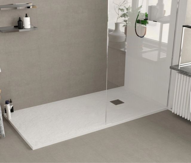 Plato ducha + mampara blanco