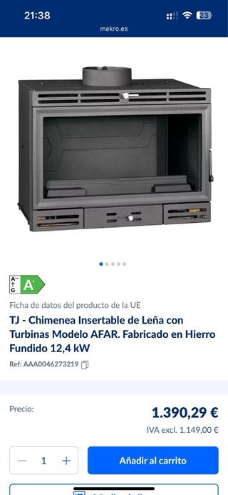 Chimenea leña - Gris metalica