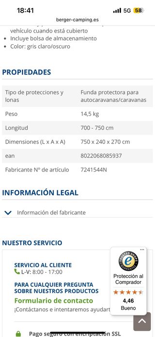 Funda autocaravan, camper cover, Brunner.