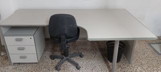 Mesa escritorio oficina - Gris y blanca