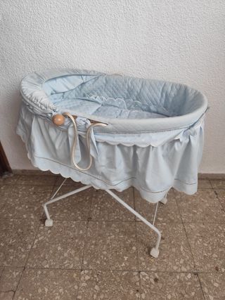 Minicuna bebé azul