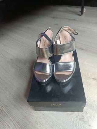 Sandali ONAKO argento, tacco alto