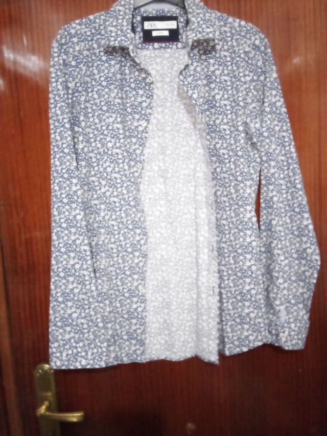 Camisa ZARA azul estampada M
