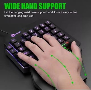Teclado retroiuminado de una sola mano para juegos
