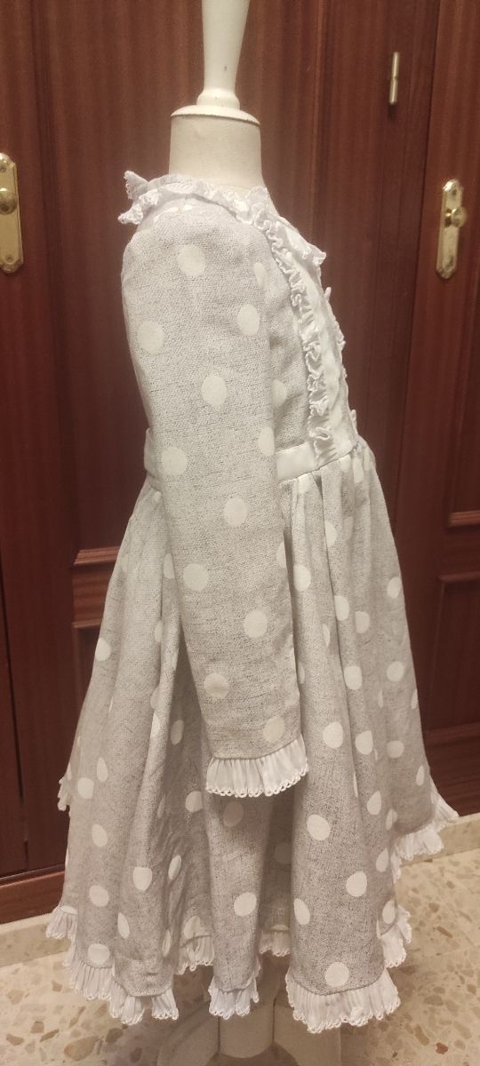 Vestido niña lunares gris