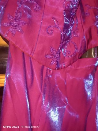 Vestido fiesta largo rojo-morado