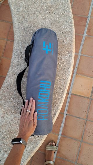 Sombrilla playa beige y gris