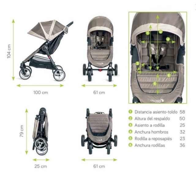 Cochecito City Mini Baby Jogger+Capazo color gris