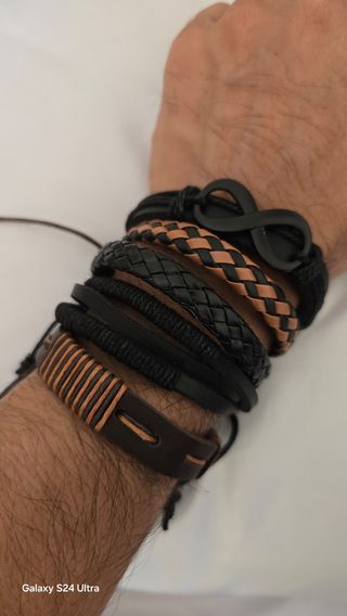Braccialetti Uomo - Pelle Marrone e Nera