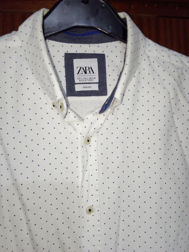 Camisa Zara Hombre M - Blanca - Puntos