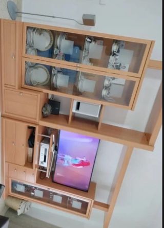 Mueble salón - Madera y cristal