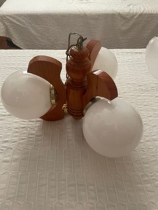 Lamparas vintage madera 3 luces