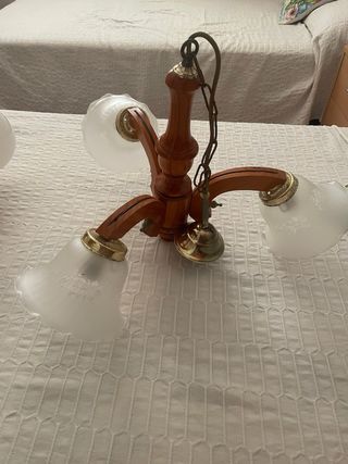 Lamparas vintage madera 3 luces