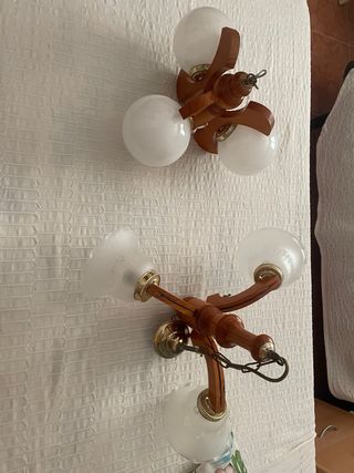 Lamparas vintage madera 3 luces