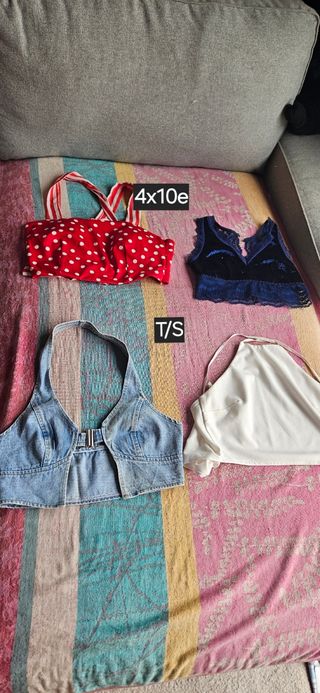 4x10 tops: rojo, azul, vaquero, blanco t/xs-s