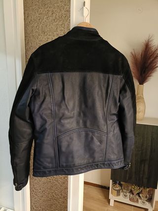 Cazadora cuero Torras azul-negro L. 