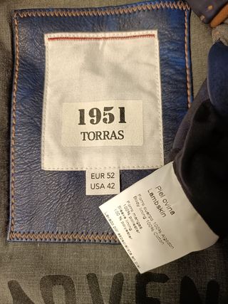 Cazadora cuero Torras azul-negro L. 