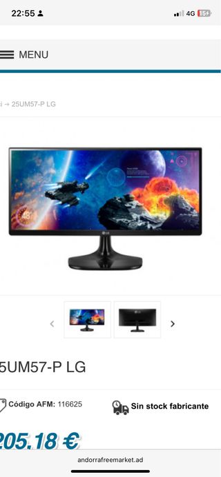 Monitor LG 25UM57-P 25" 21:9