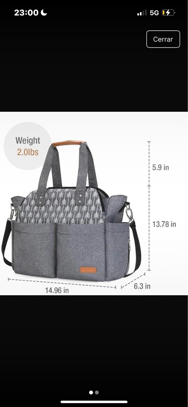 Bolso bebé Lekebaby gris y blanco