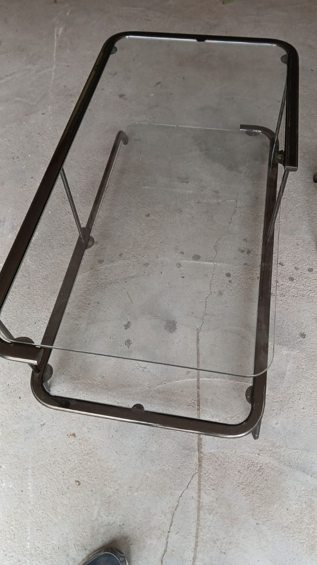 Mesas centro cristal y metal