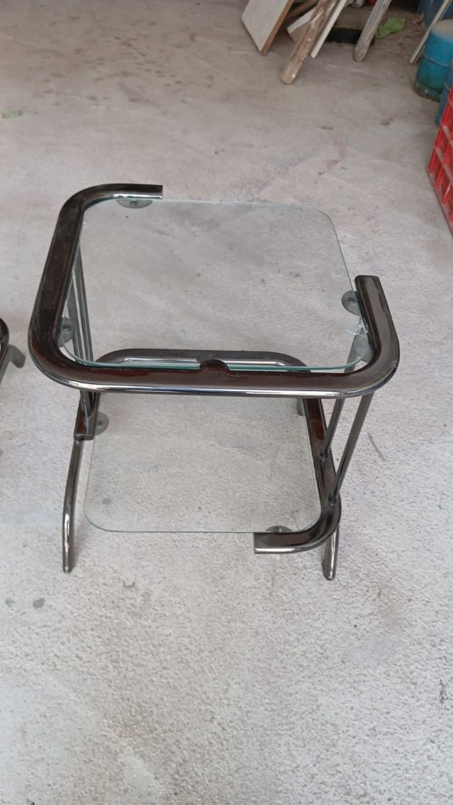 Mesas centro cristal y metal