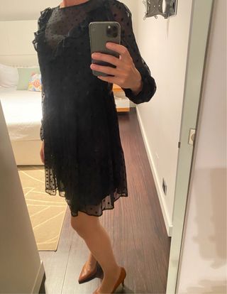 Vestido negro topos - Talla M