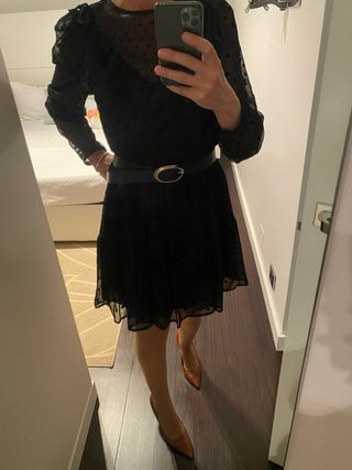 Vestido negro topos - Talla M