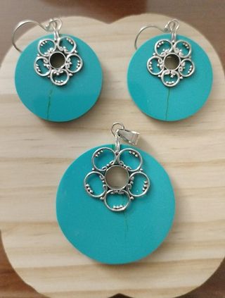 Joyas turquesa plata - pendientes collar