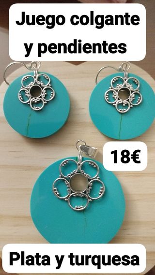 Joyas turquesa plata - pendientes collar