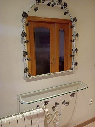 Conjunto espejo y repisa forja