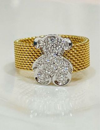 Anillo Tous oso mesh oro plata