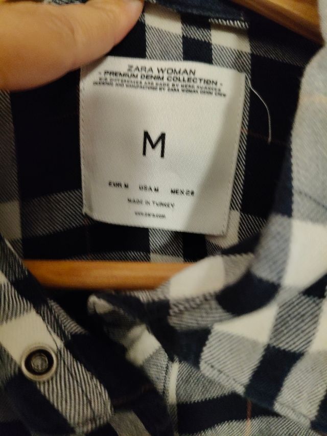 Camisa Zara cuadros M - azul y blanco