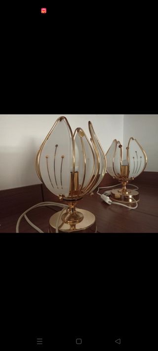 Abat jours + lampadario d'ottone dorato per camera