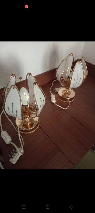 Abat jours + lampadario d'ottone dorato per camera