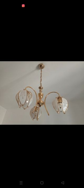 Abat jours + lampadario d'ottone dorato per camera