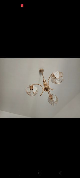 Abat jours + lampadario d'ottone dorato per camera