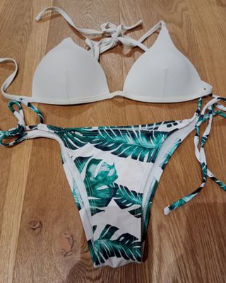Bikini blanco hojas - Bañador