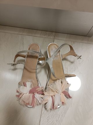 Sandalias Gioseppo Plata Talla 37 tacón 6 cms