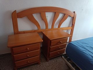 Cabecero y mesitas noche madera