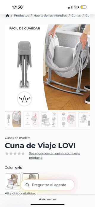 Cuna viaje LOVI gris