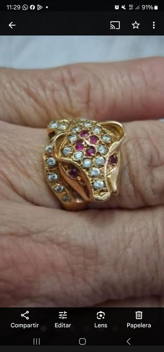 Anillo pantera oro rojo 