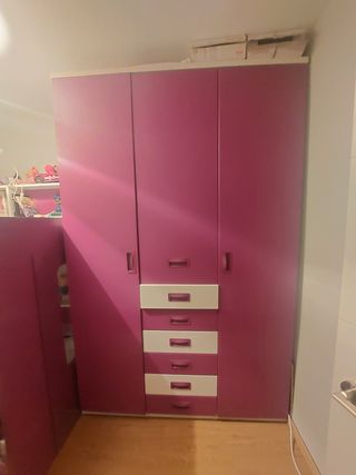 Litera infantil, cama alta, morada