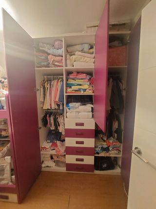 Litera infantil, cama alta, morada