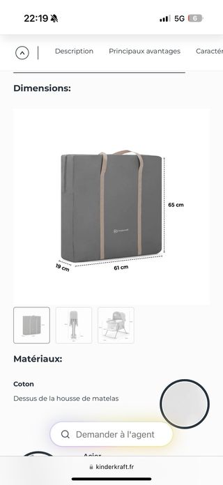 Moises / mini cuna mecedora - Kinderkraft beige