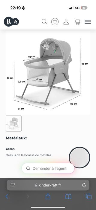 Moises / mini cuna mecedora - Kinderkraft beige
