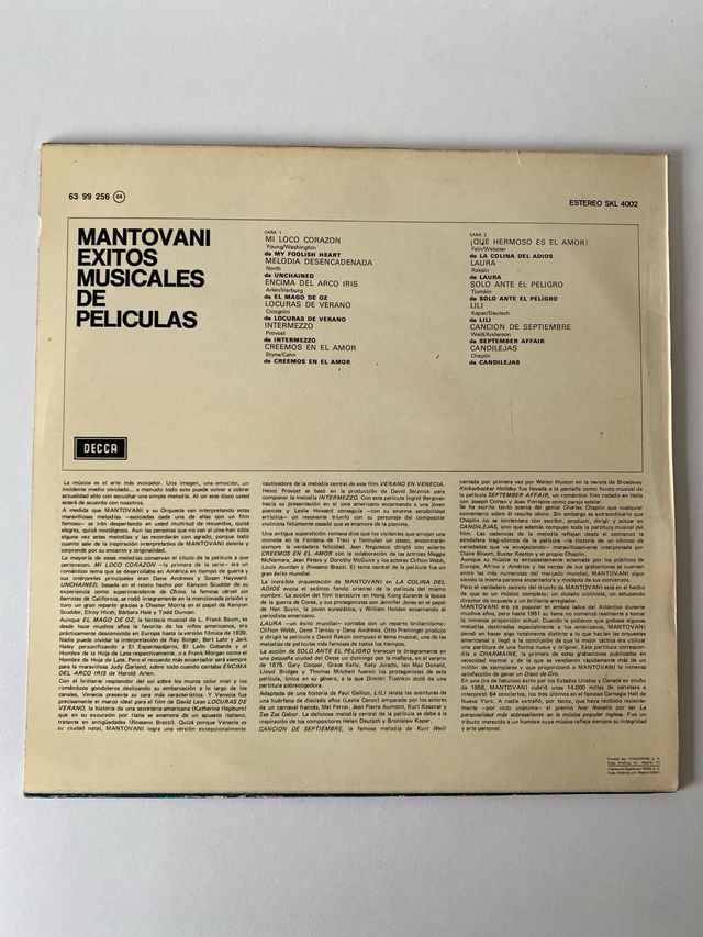 Éxitos Musicales de Películas - Mantovani LP