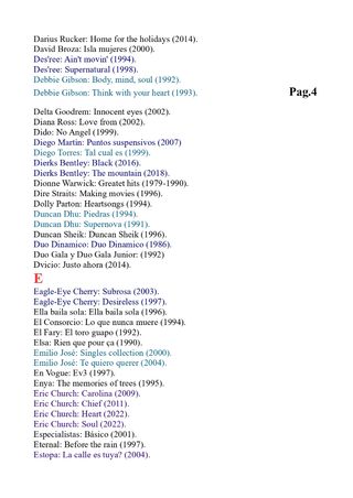 CD'S originales. Más de 600 Títulos. Listado 1.